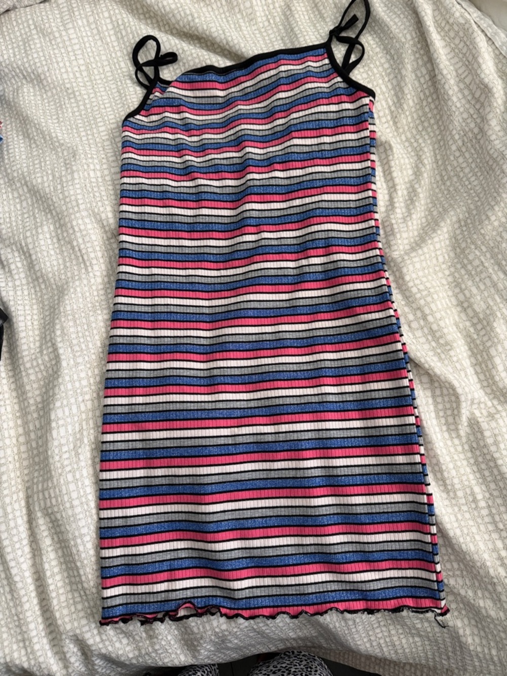 Love Culture Striped Ribbed Tank Midi Dress in Pink, Blue, Black